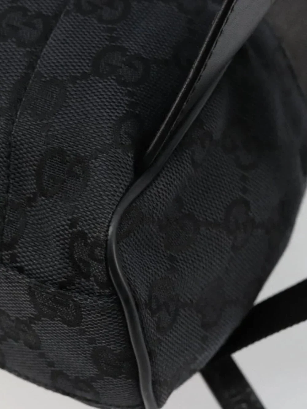 GUCCI GG Canvas Backpack Black Silver 019 0352 Auth